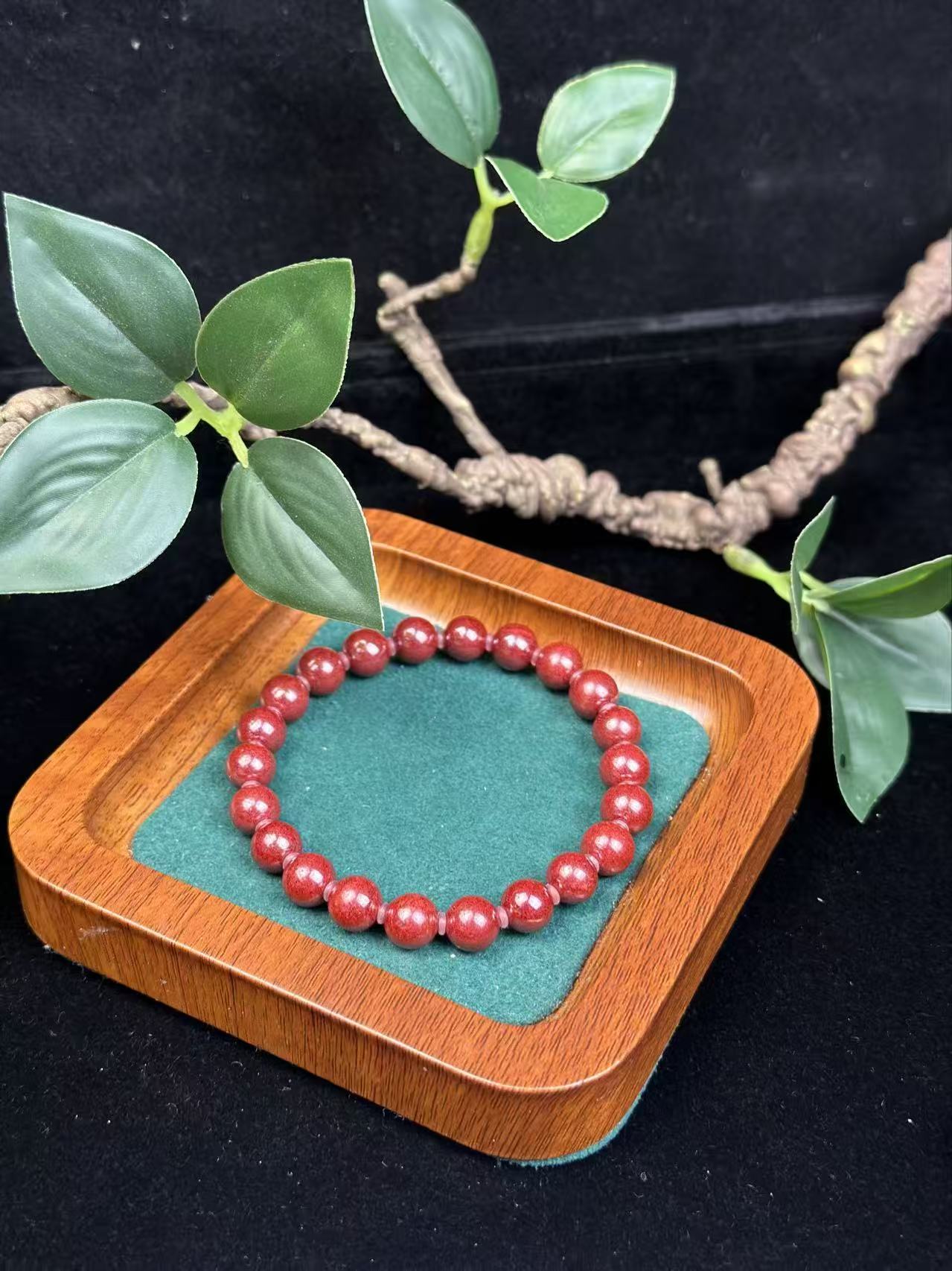 含辰砂工艺品【贵砂朱砂】天然原矿10mm手串适戴130-170斤