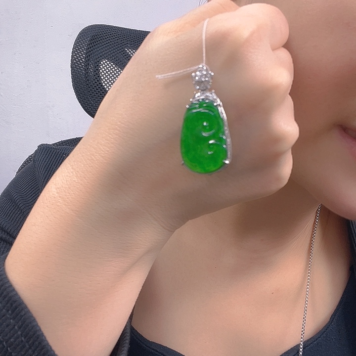 翡翠银S925镶嵌吊坠(不含链)