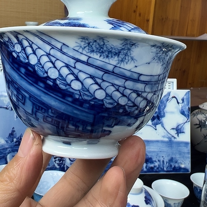 “***”纯手工青花松竹梅盖碗