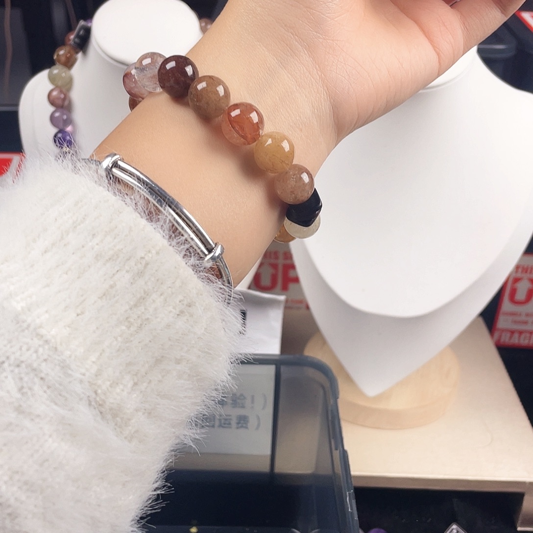 银S925镶嵌手链烟晶