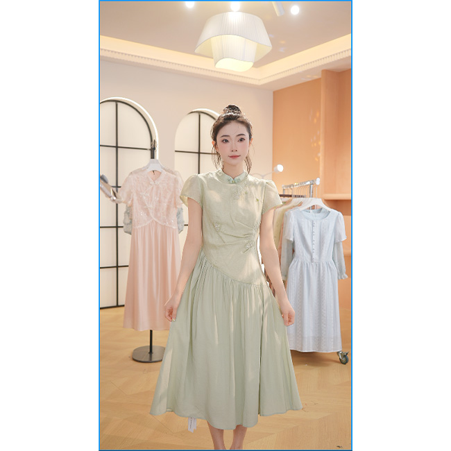 L8840  2025年夏季新款显白气质减龄日常旗袍百搭中长款连衣裙