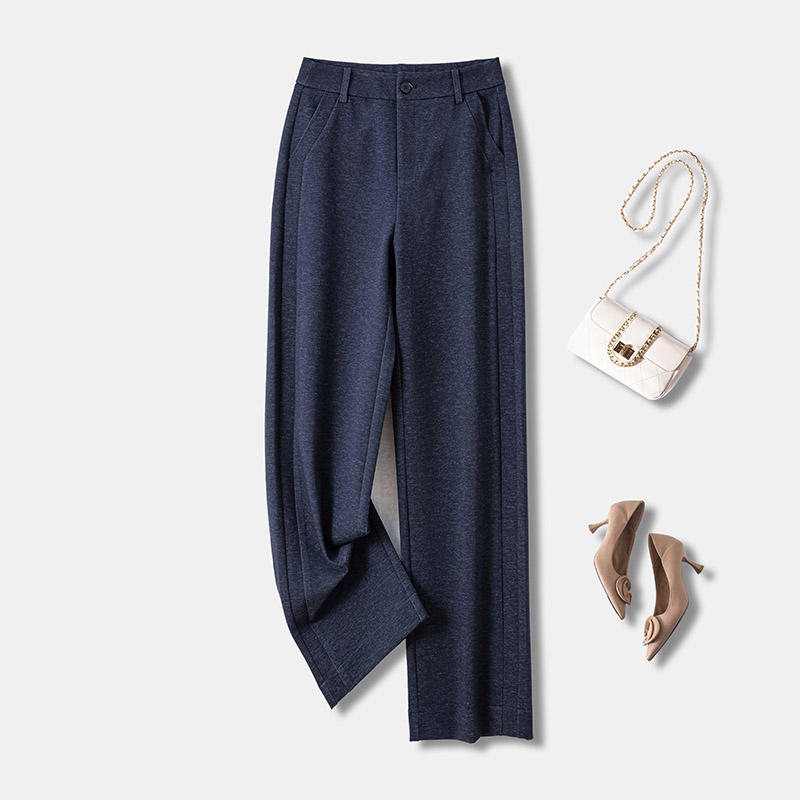 【红姐定制长裤】2025窄版高腰直筒裤女垂感抗皱休闲裤弹力显瘦秋冬