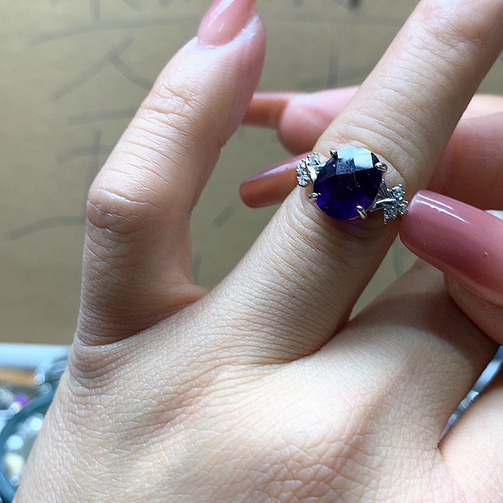 水晶水晶戒指银S925镶嵌