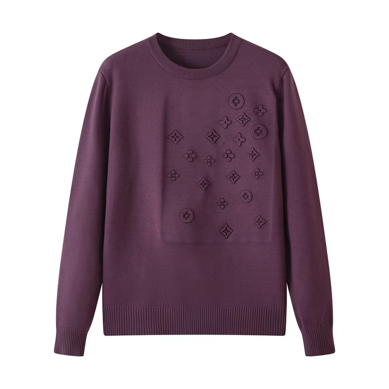 秋冬男女士简约时尚钢印圆领针织打底毛衣