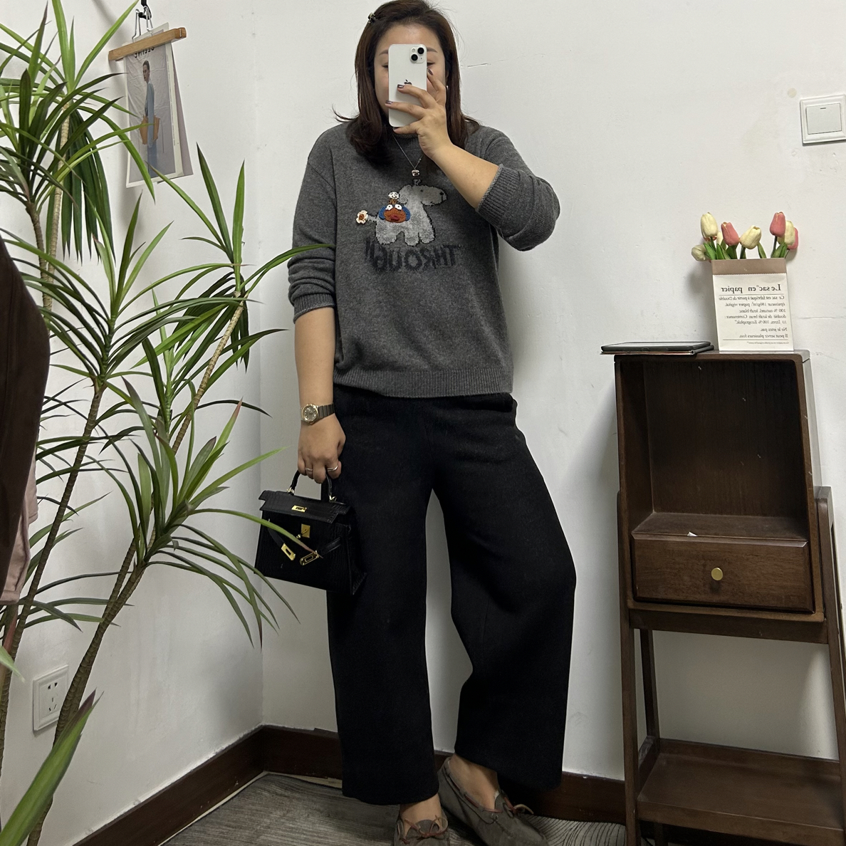 Ins风减龄手工系列卡通宽松显瘦羊毛衫毛衣大码微胖百搭