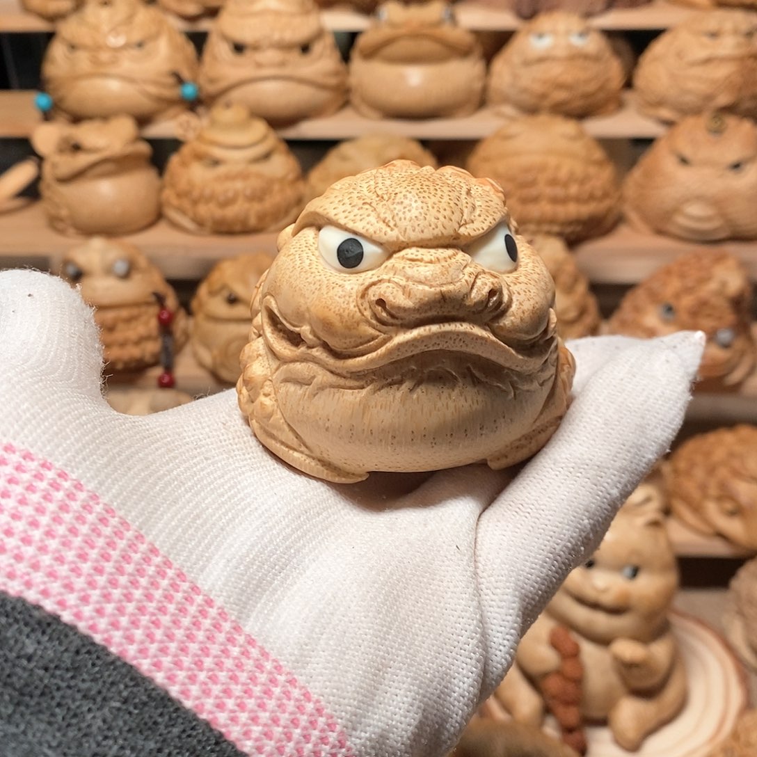 竹脾**化竹根雕金蟾竹根雕