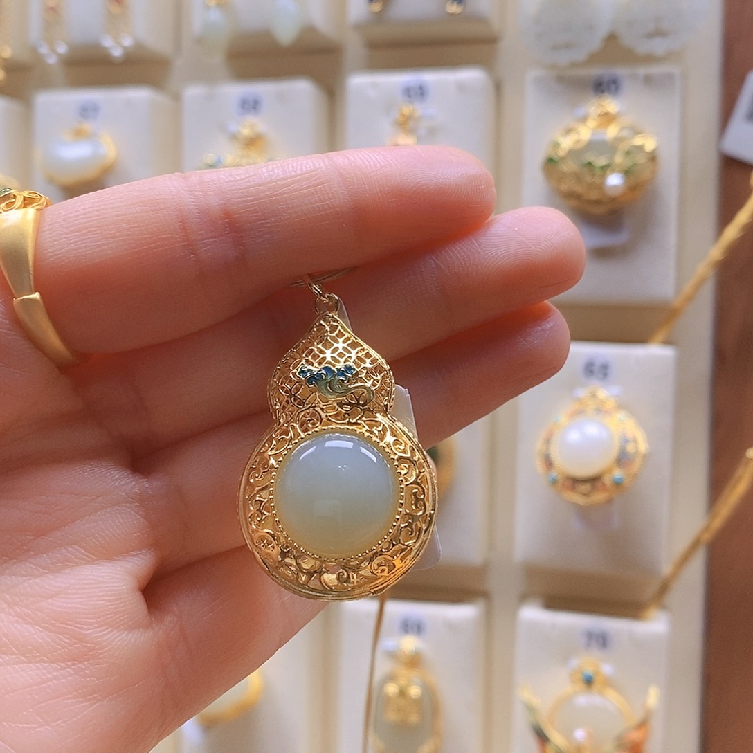 和田玉颈饰银S925镶嵌