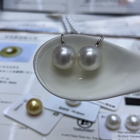 海水珍珠耳饰未镶嵌15mm澳白珠