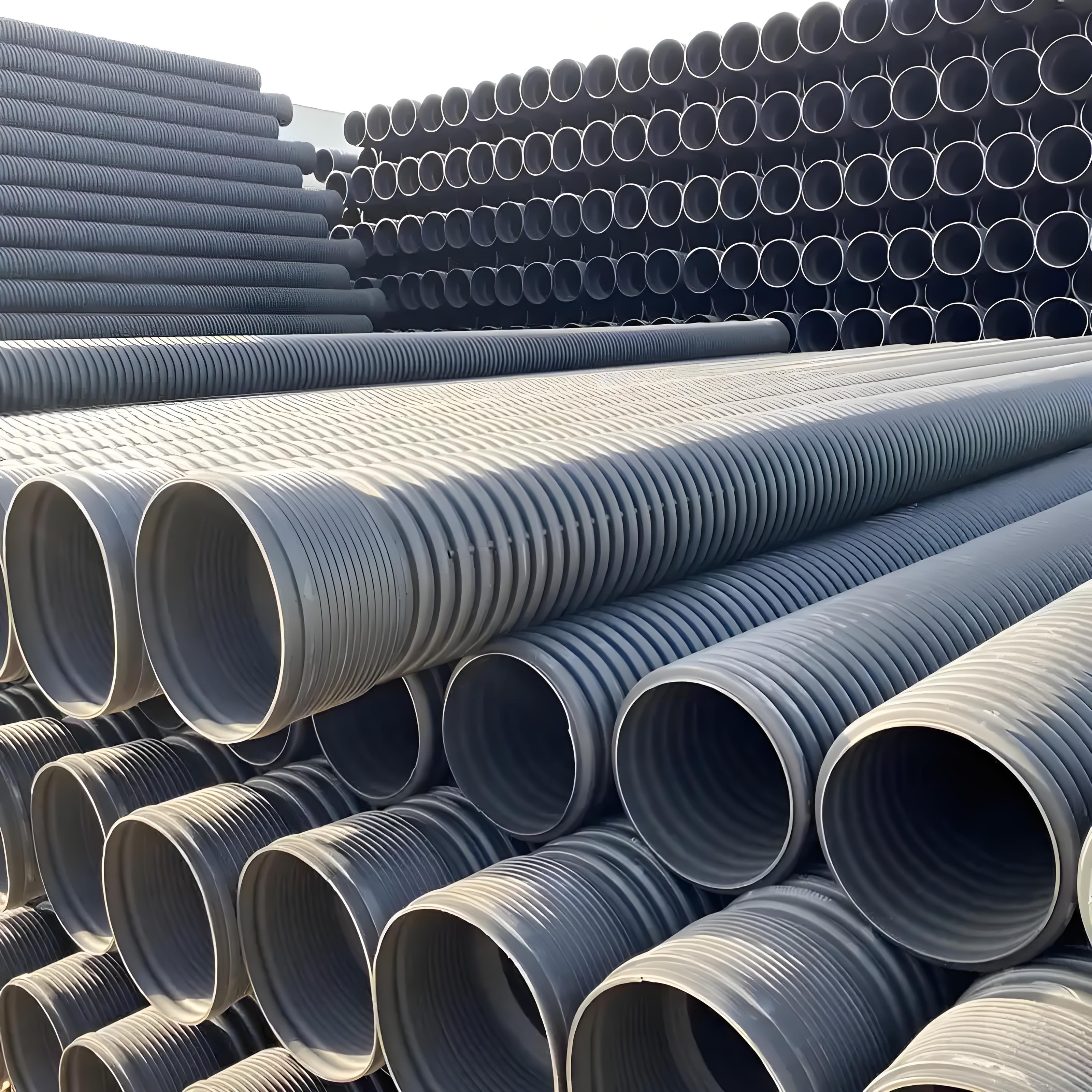 高密度聚乙烯双壁波纹管钢带增强螺旋排水管大口径雨污水管