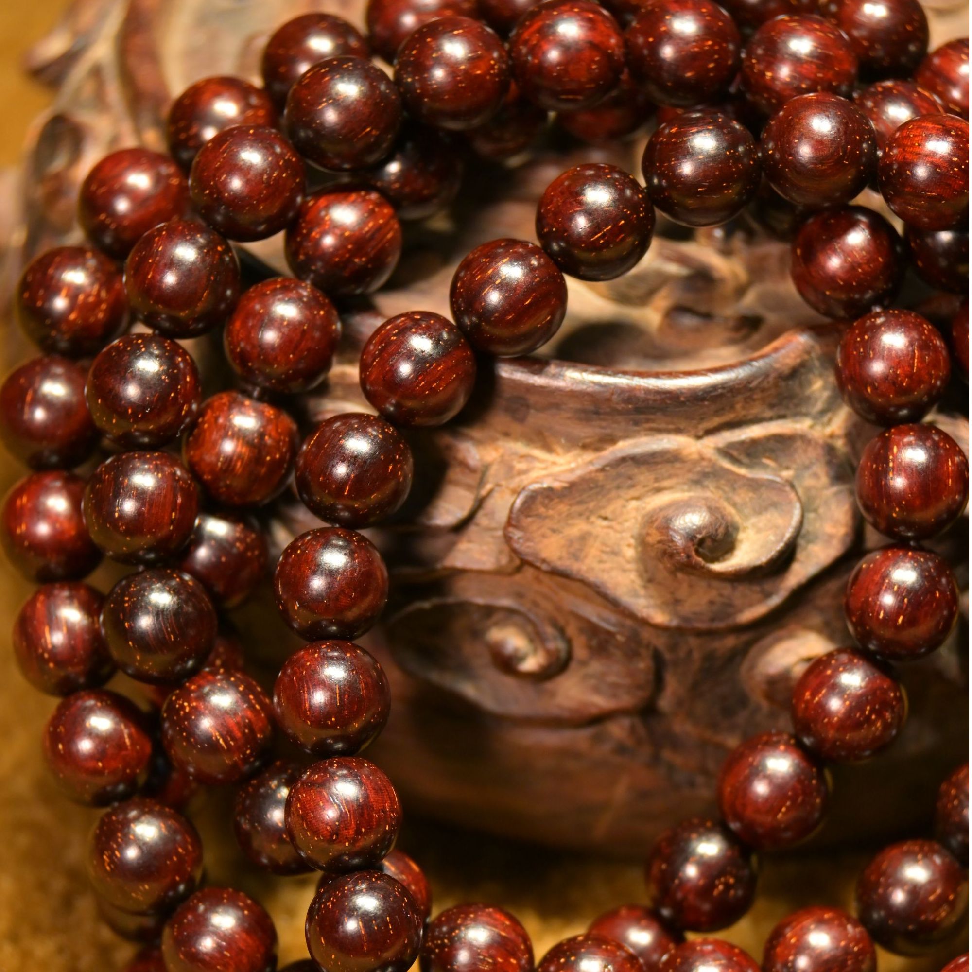 爆款正宗印度小叶紫檀高油高密金星 0.8*108纯手工文玩手串