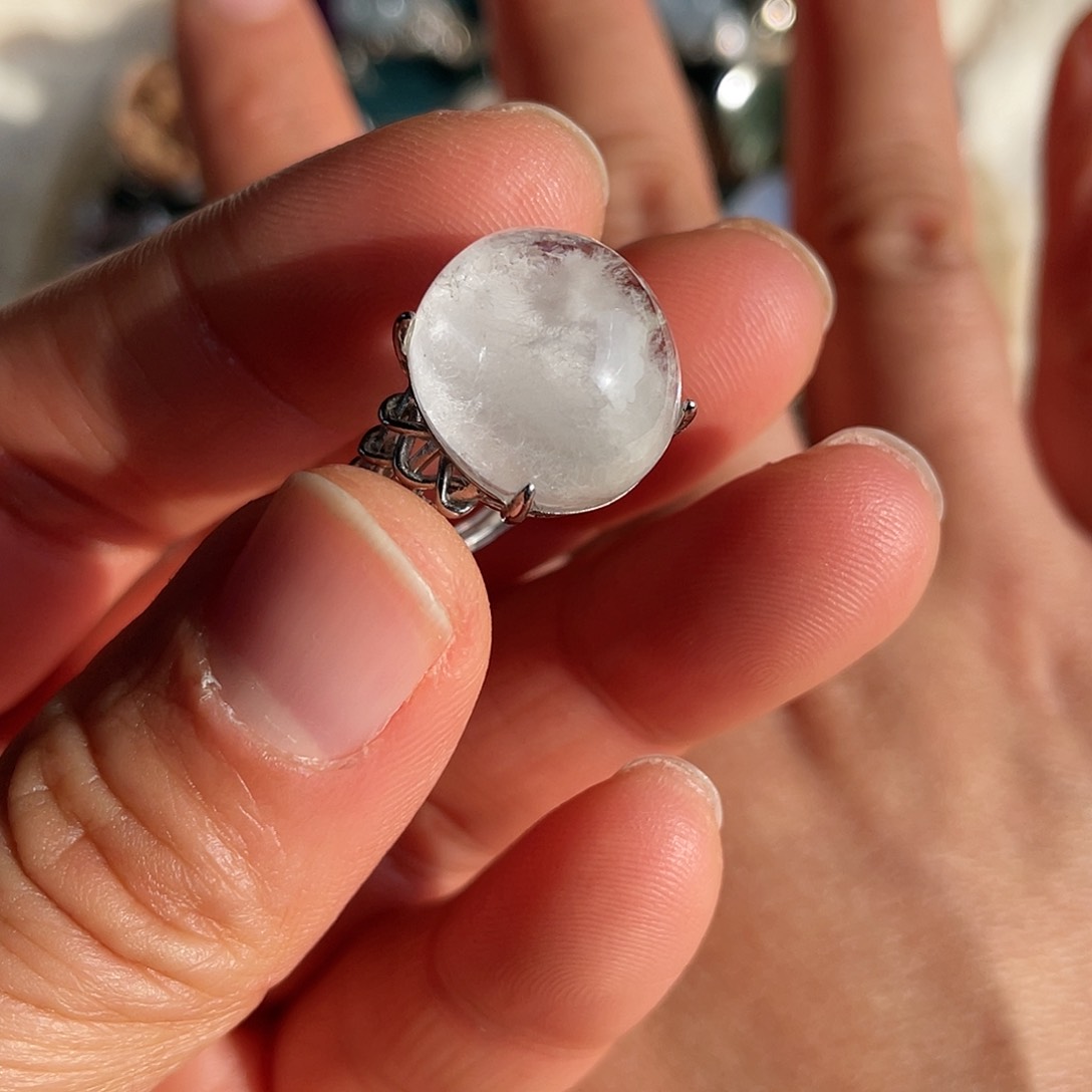 【闪购商品】银S925镶嵌珠宝半成品水晶戒指