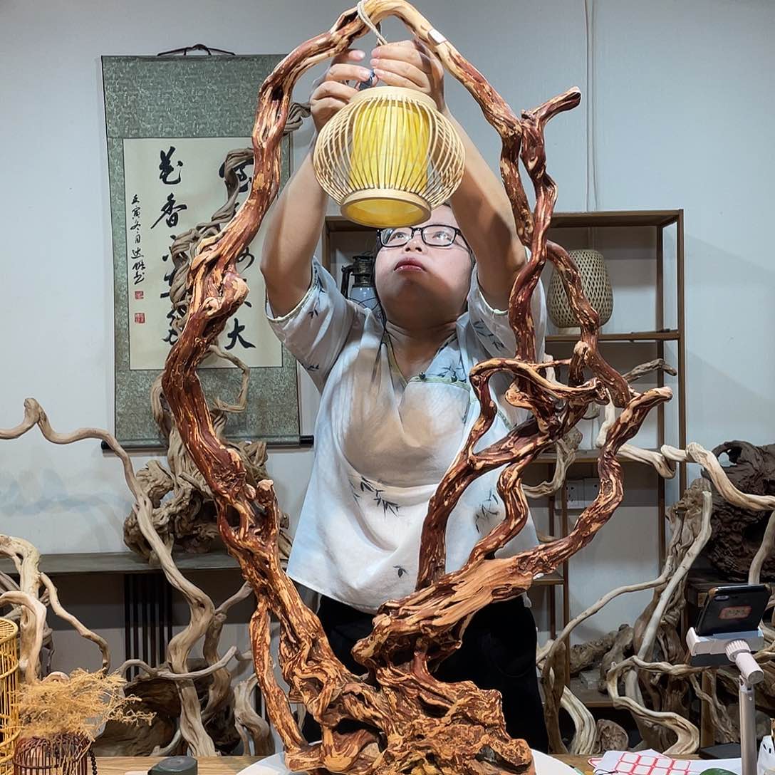 香杉木杜鹃根根艺摆件