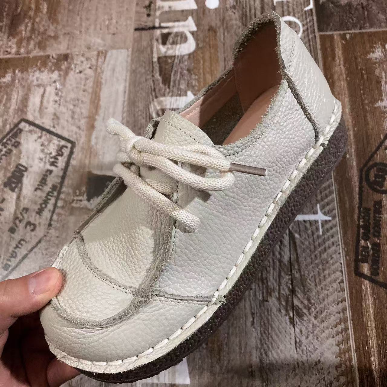 头层牛皮女鞋皮鞋单鞋乐福鞋时尚软底舒适厚底单鞋复古时尚圆头