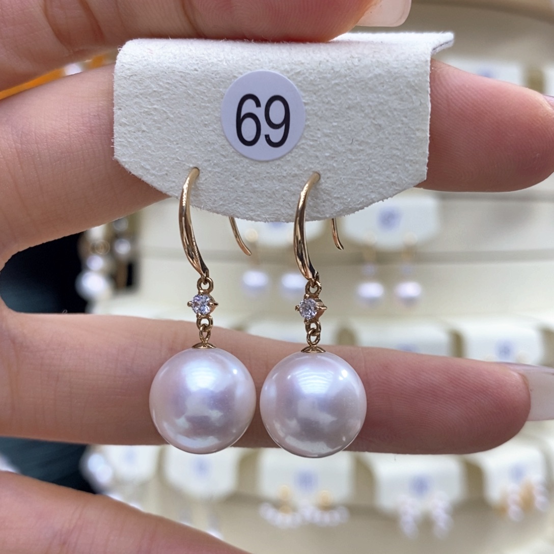 淡水珍珠耳饰18K金镶嵌