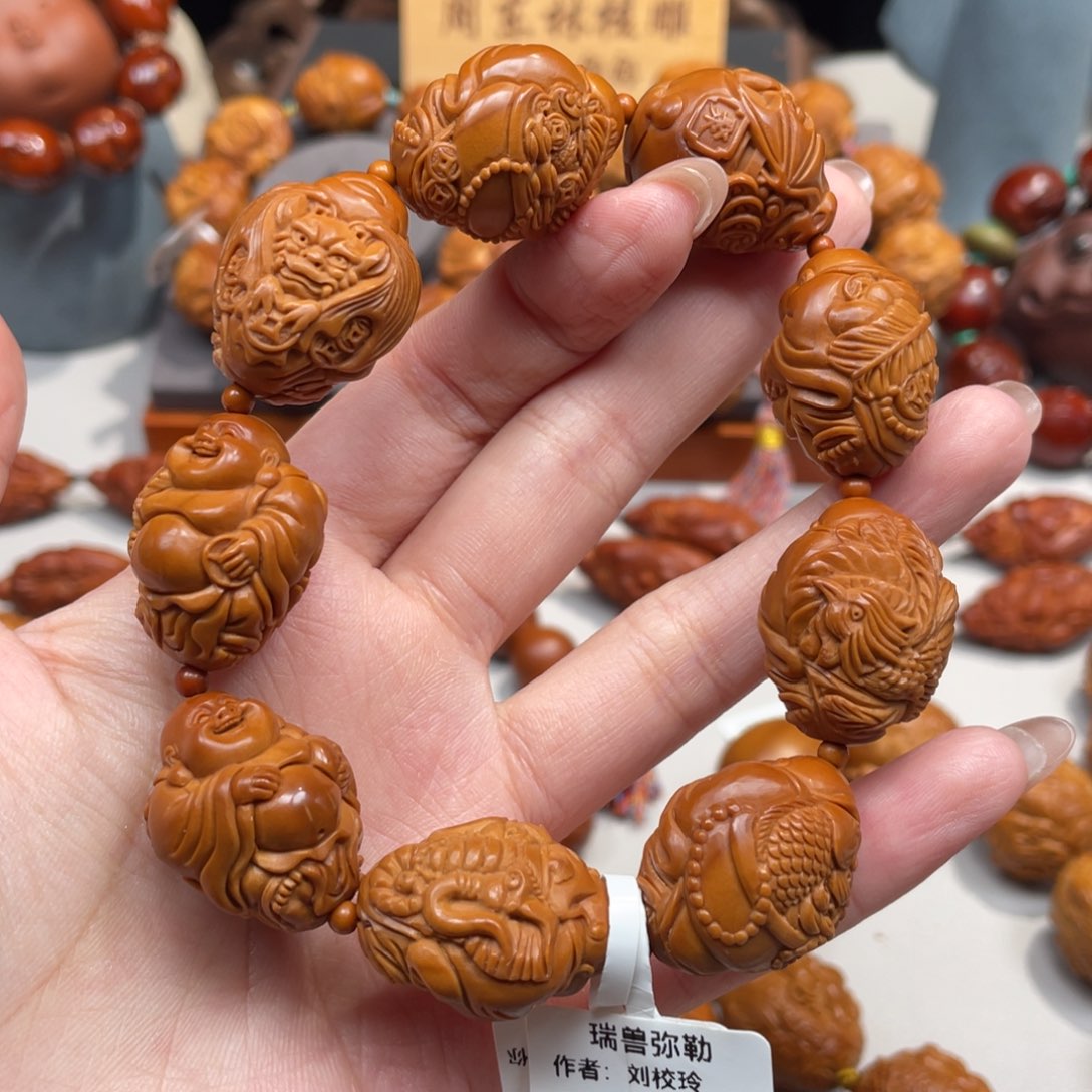 巴***拉橄榄核手串/手链瑞兽弥勒2.12.6