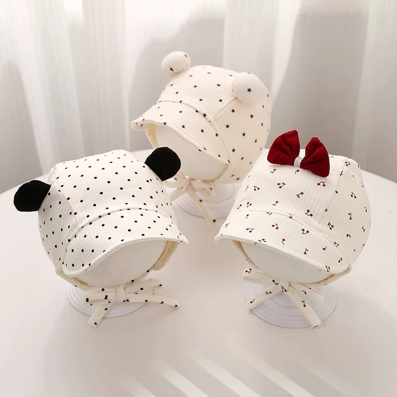 男女宝宝帽子春秋可爱超萌新生儿胎帽护耳帽婴幼儿春秋系带套头帽