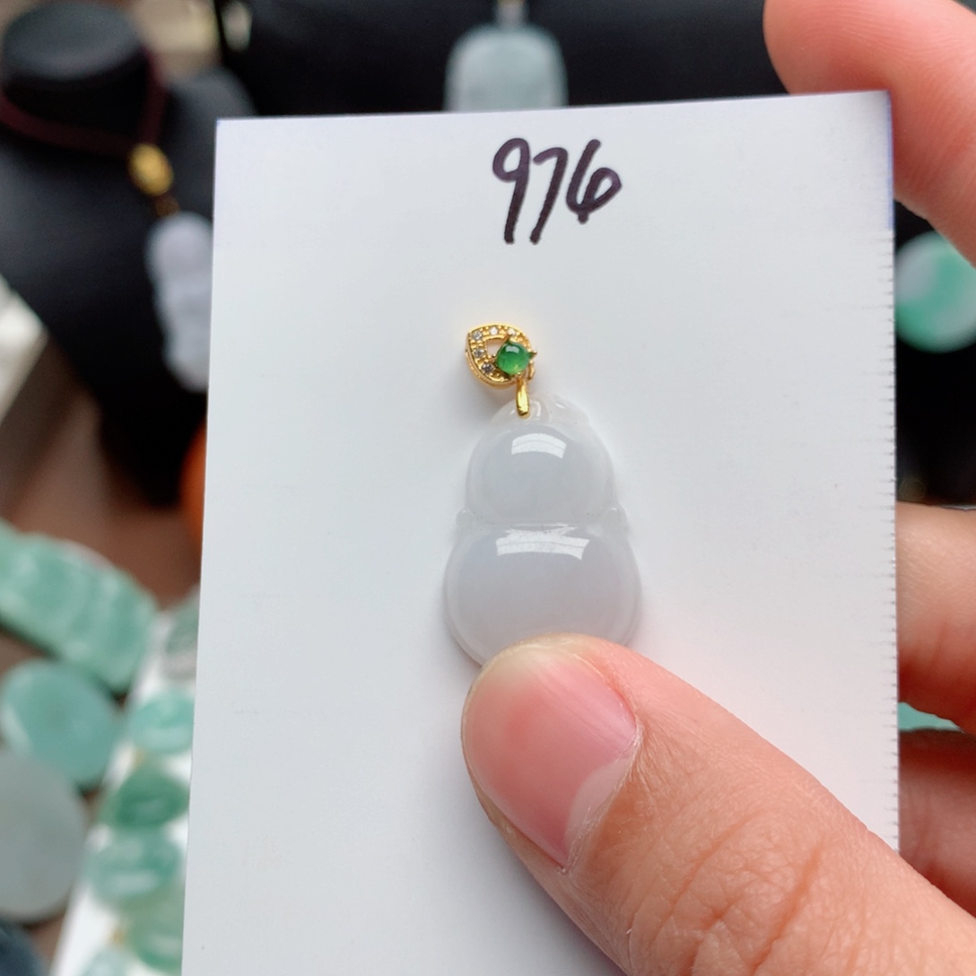 翡翠颈饰银S925镀金镶嵌吊坠