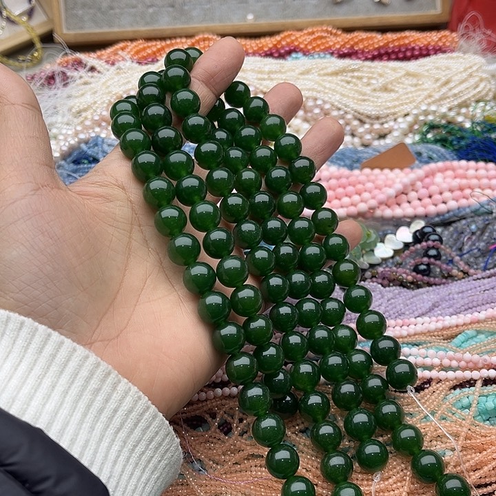 玛瑙/玉髓珠宝半成品未镶嵌一条12mm碧玉