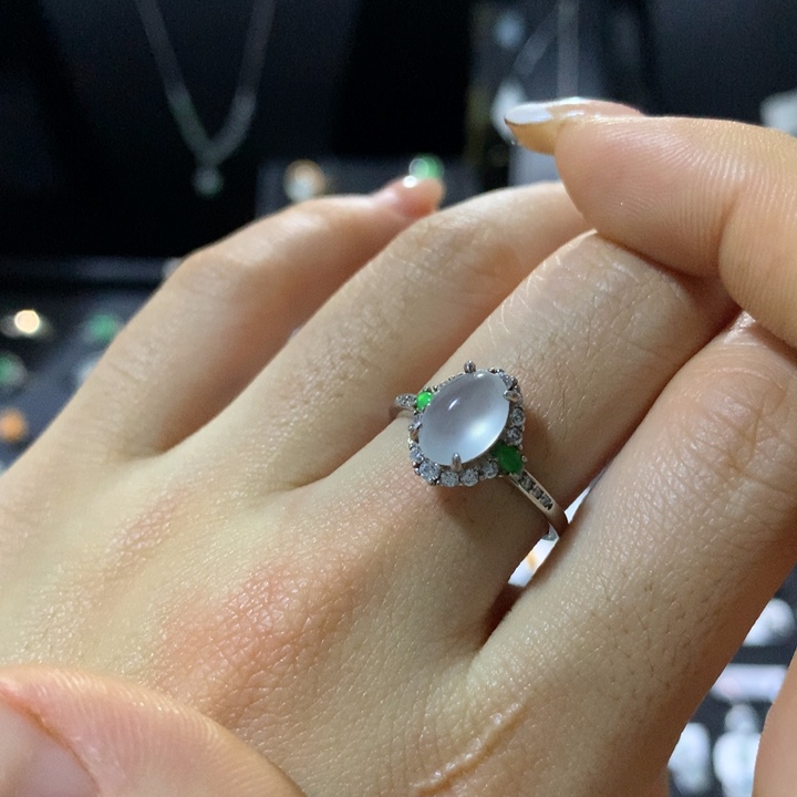 翡翠银S925镶嵌戒指