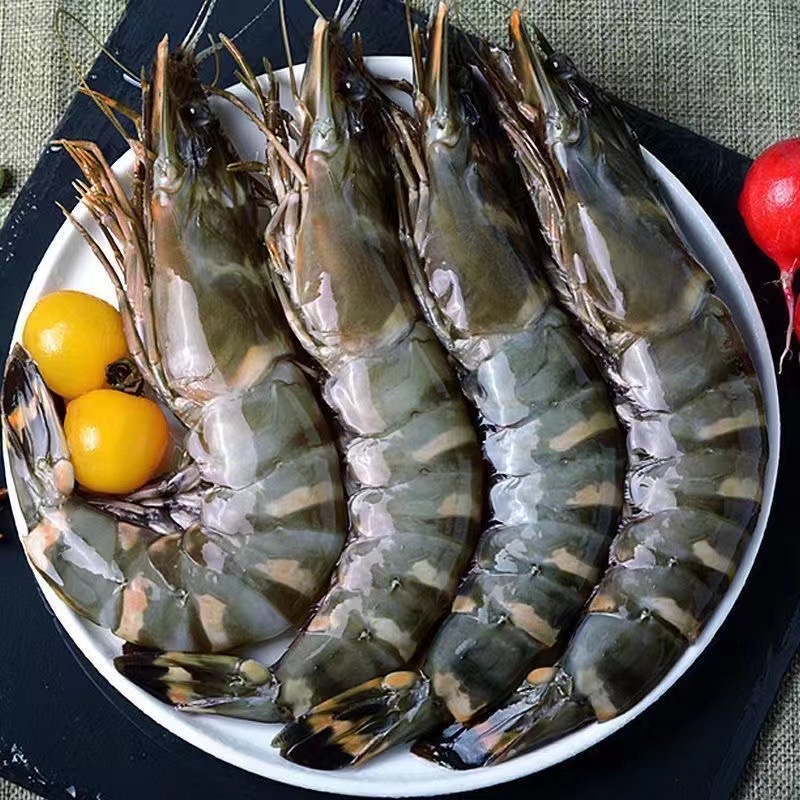 【鹏琳海鲜】鲜冻黑虎虾  老虎虾 16-20规格 25-30只左右/盒 