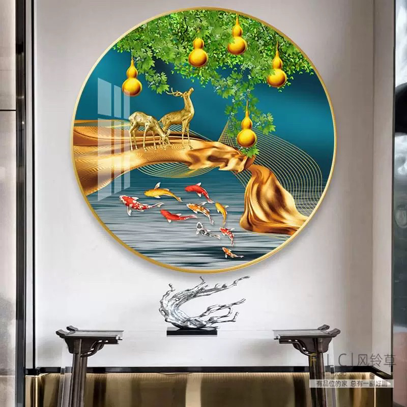 纯手工绣好十字绣成品229九鱼麋鹿大格客厅挂画