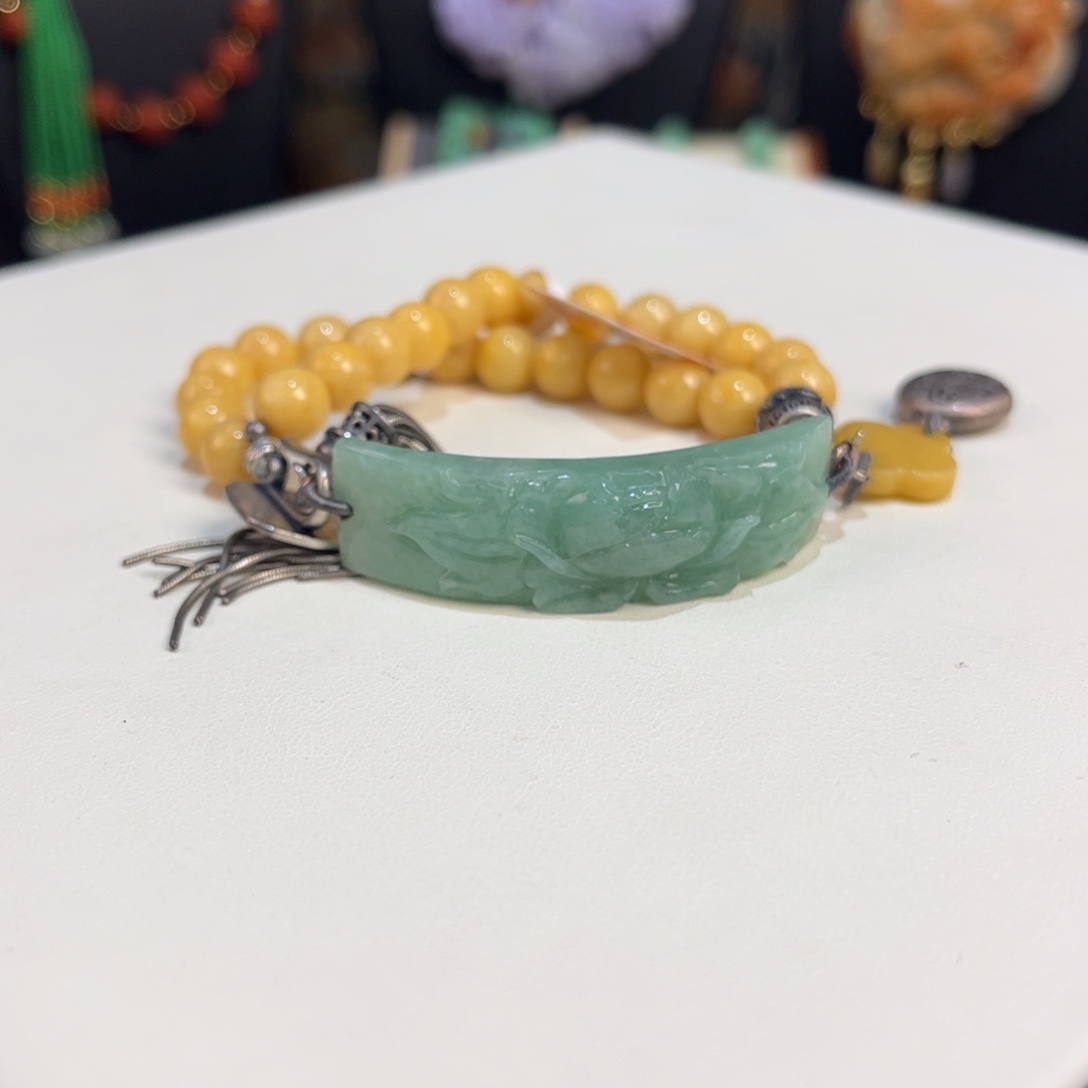 翡翠未镶嵌手链花开富贵