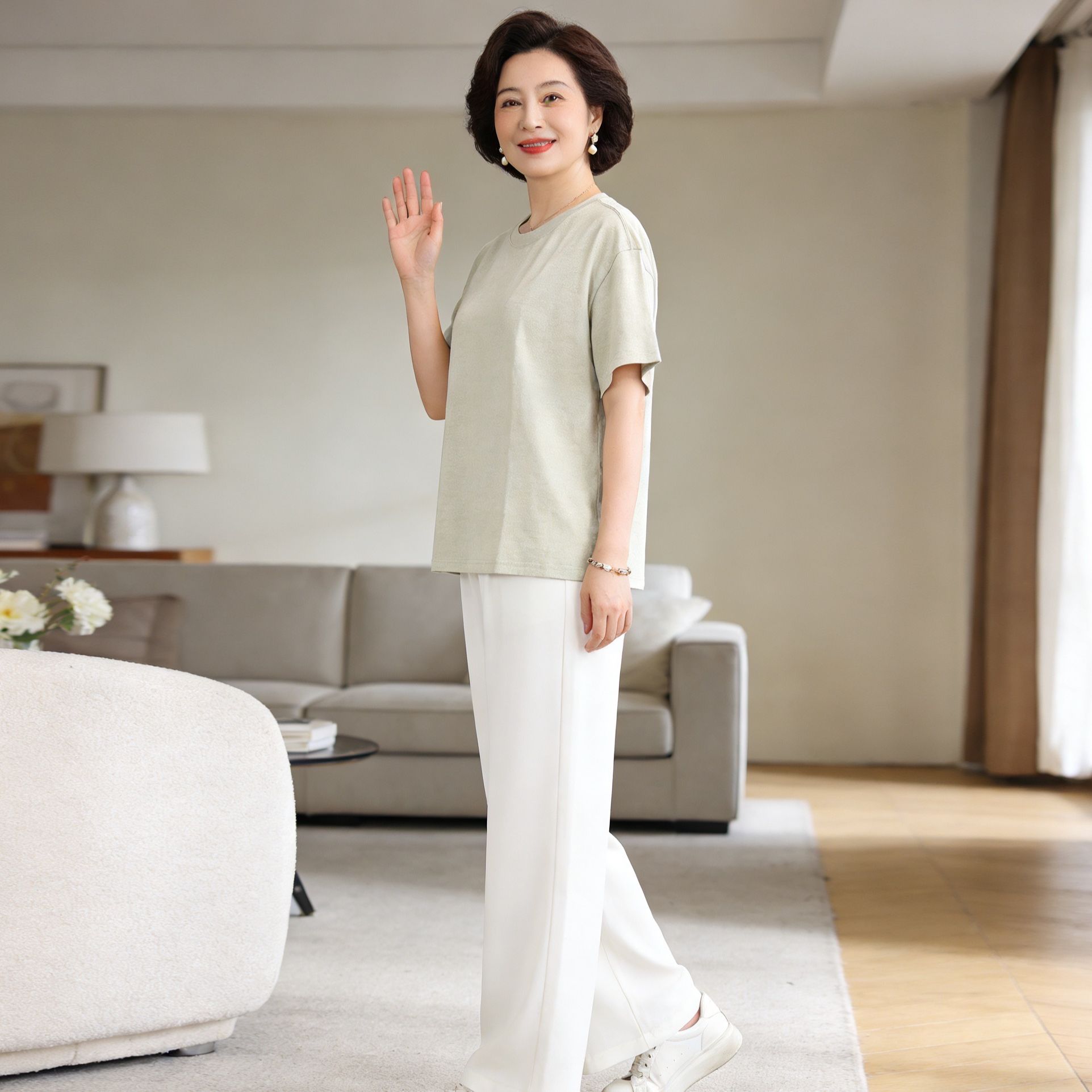 【燕麦色汉麻高克重纯色短袖】汉麻针织净版纯色T恤衫短袖