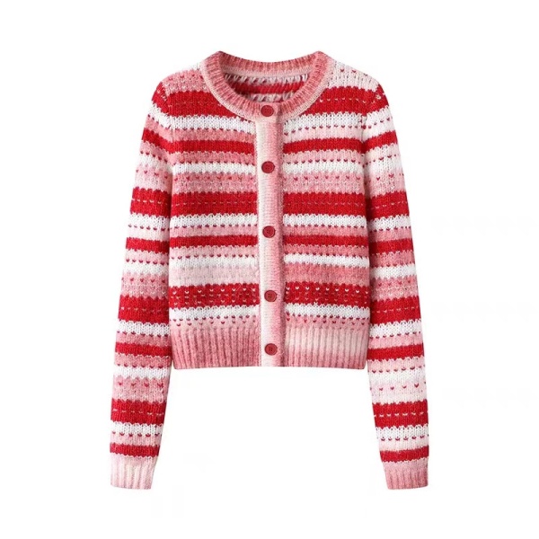 A2021 2025春季新款时尚宽松休闲条纹针织开衫