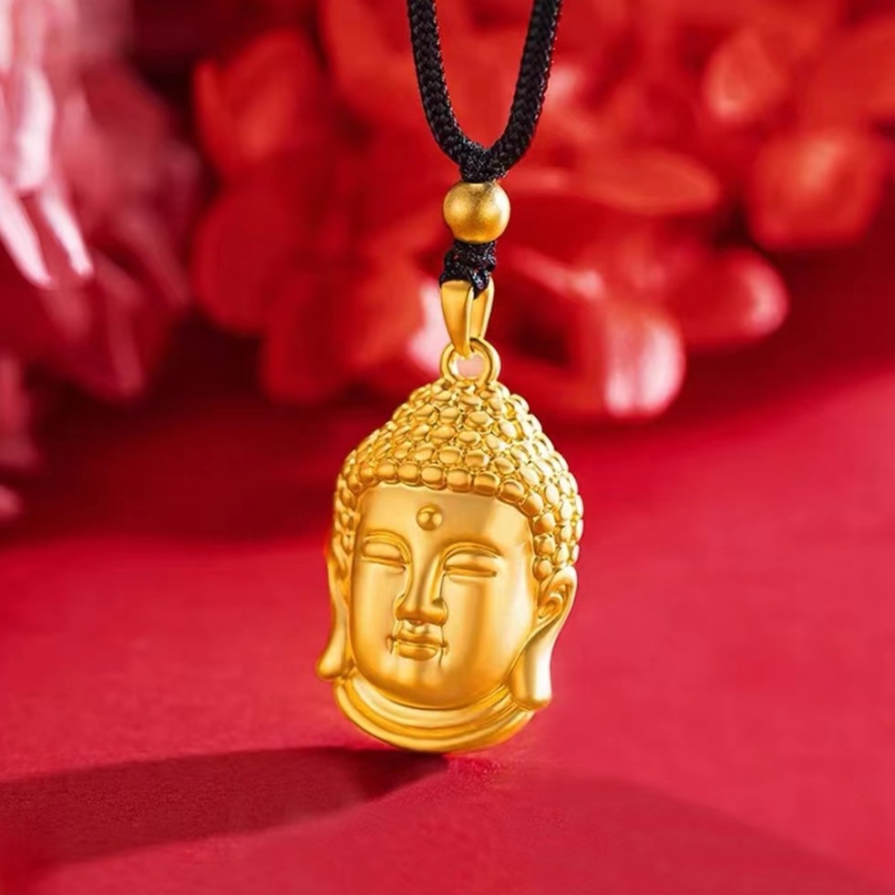 铜合金项链 经典双面小佛头项链女士时尚百搭小众吊坠饰品