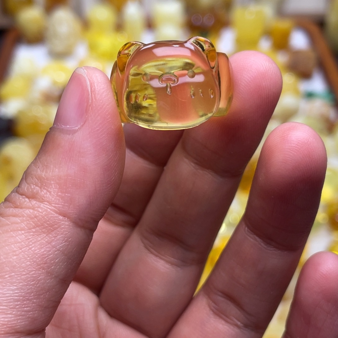 C****琥珀未镶嵌颈饰熊熊净水戒指