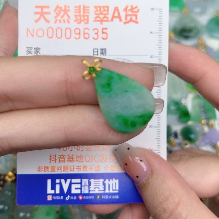 翡翠18K金镶嵌颈饰水滴