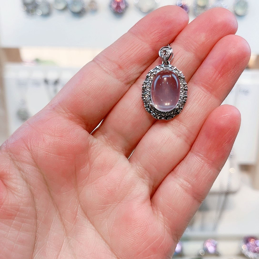 浪***子银S925镶嵌吊坠(赠链)芙蓉石