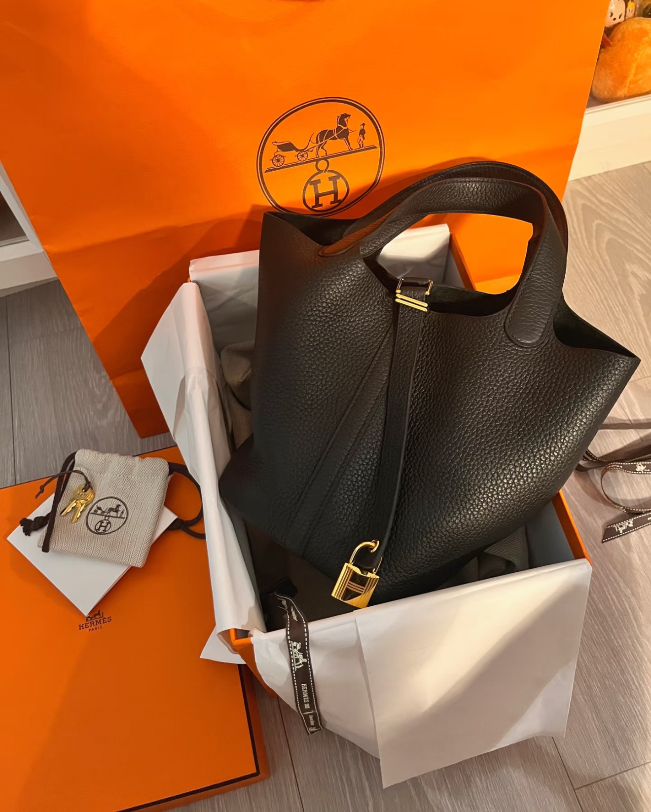 99新 Hermes/爱马仕 黑金18菜篮子 tc皮 全套 拍下送中检