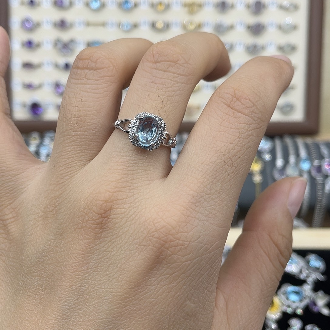 托帕石戒指银S925镶嵌