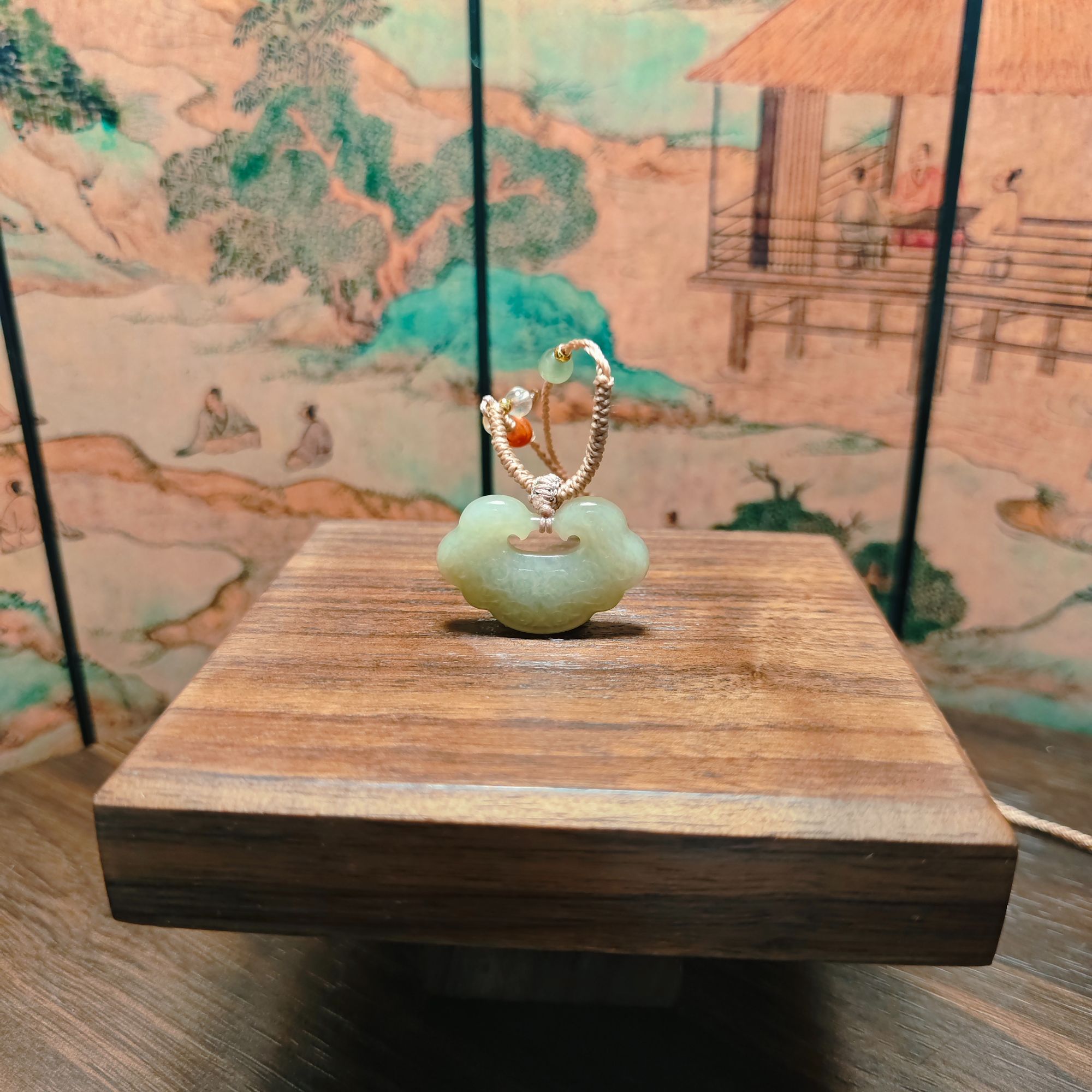 V和田玉平安锁吊坠3606