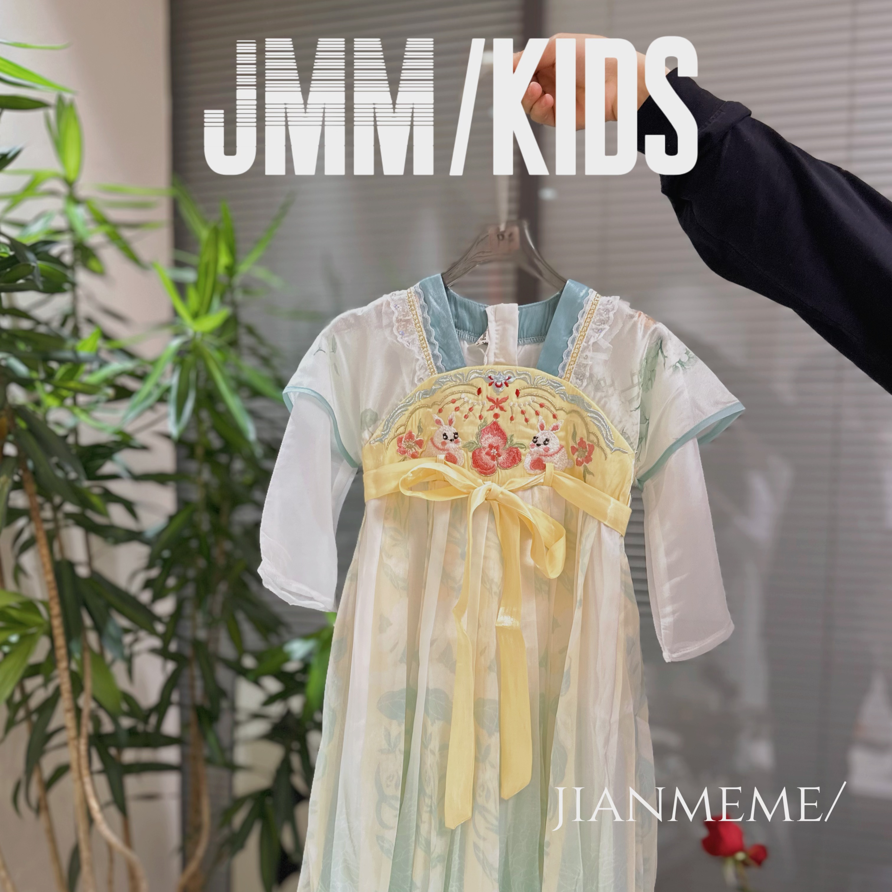 夏单品-蓝兔裙G014 女童绣花汉服连衣裙夏季仙女裙改良齐胸襦裙