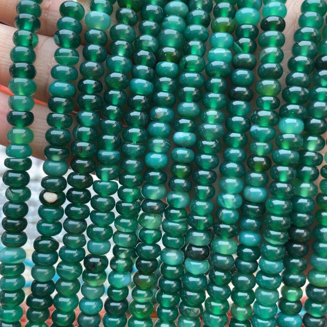 玛瑙/玉髓未镶嵌珠宝半成品绿玛瑙1条算盘卡6