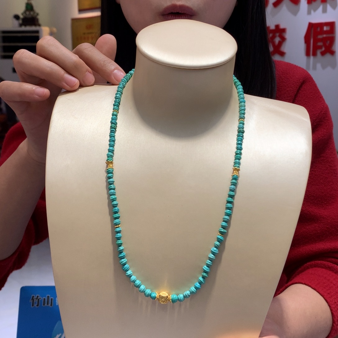 绿松石锁骨链银S925镶嵌