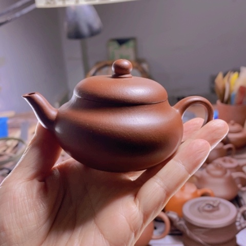 茶壶紫砂原矿红皮龙130cc柿员