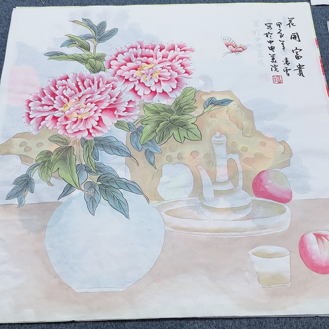 国画尺寸70X70手绘作品 