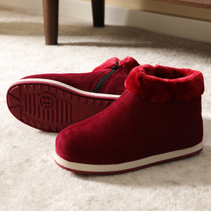 【升级毛口】冬季棉鞋加绒加厚保暖月子鞋居家中老年人包跟棉鞋室内