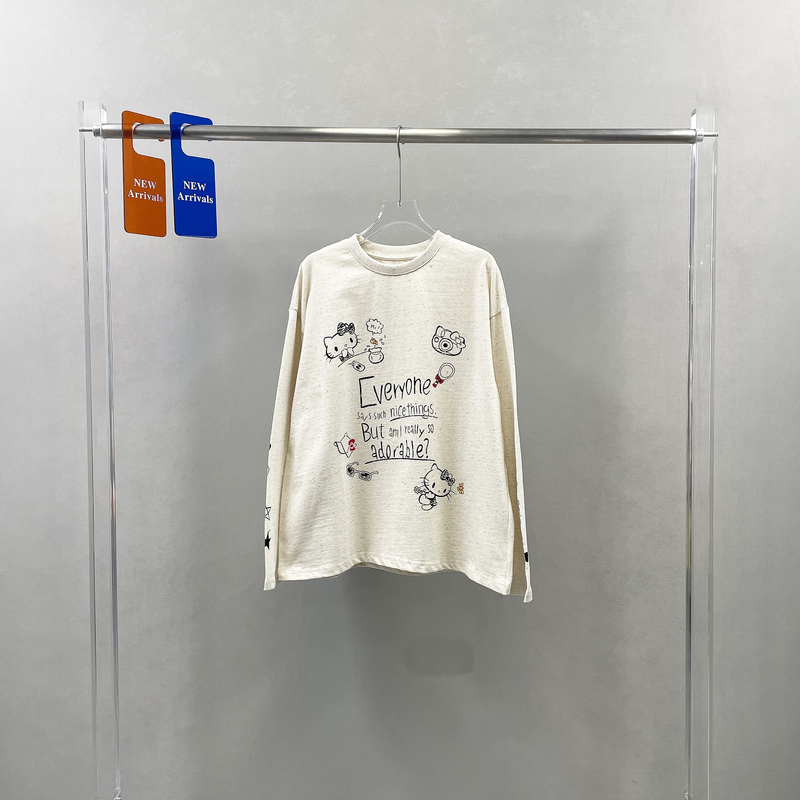 欧洲站春季新款欧货潮牌卡通字母涂鸦印花长袖T恤女上衣小衫60159