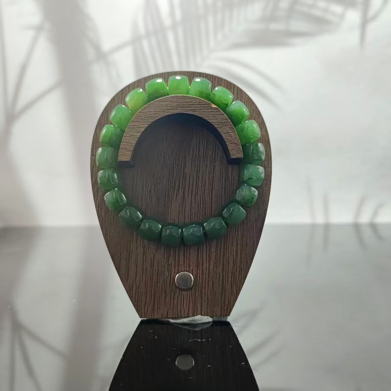 P和田玉碧玉桶珠手串（卡10）2088