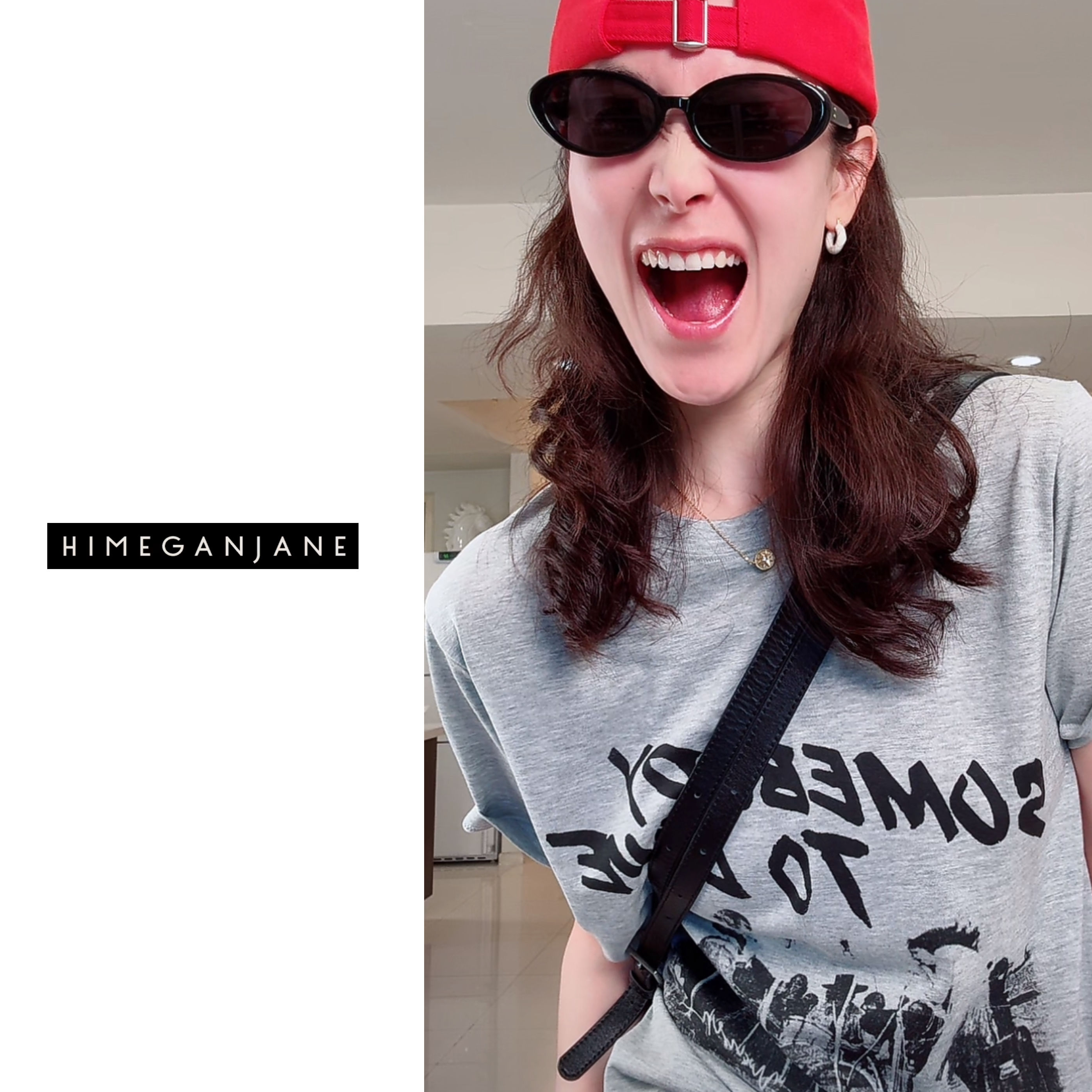 HIMEGANJANE “摇滚乐队”天丝+棉做旧印花夏日短袖T女24502