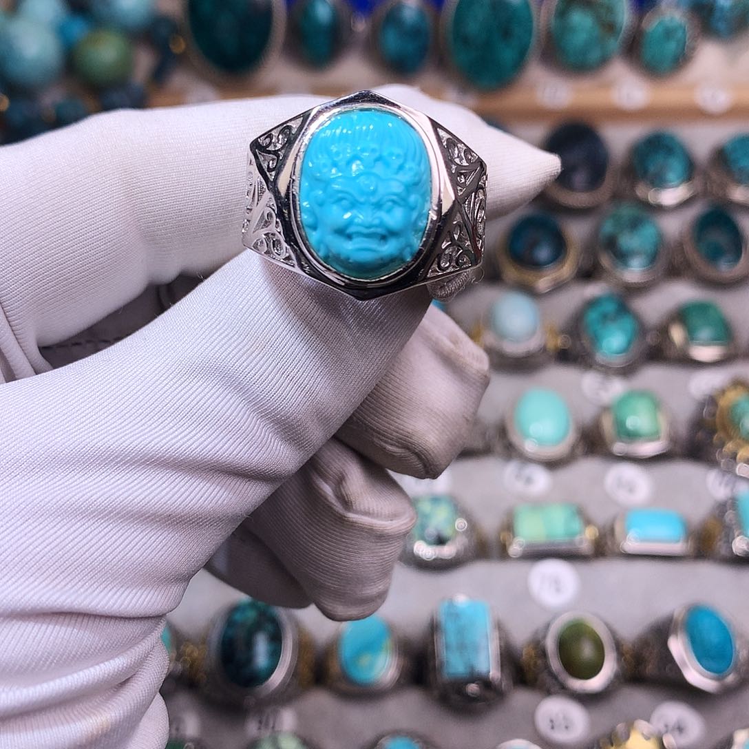 绿松石挂件银S925镶嵌