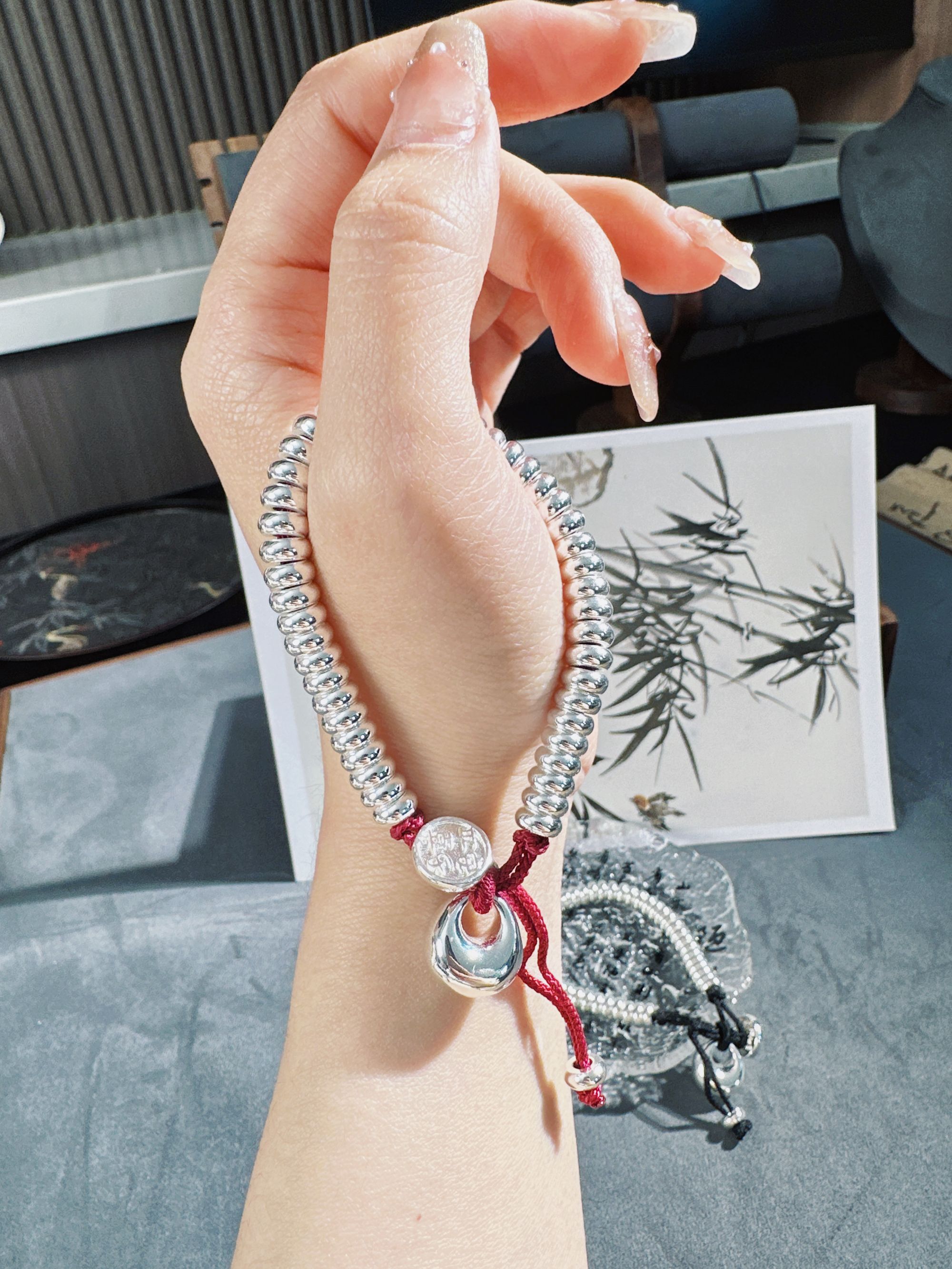 足银手链 钱串子腰缠万贯红黑盘缠招米米手链百搭