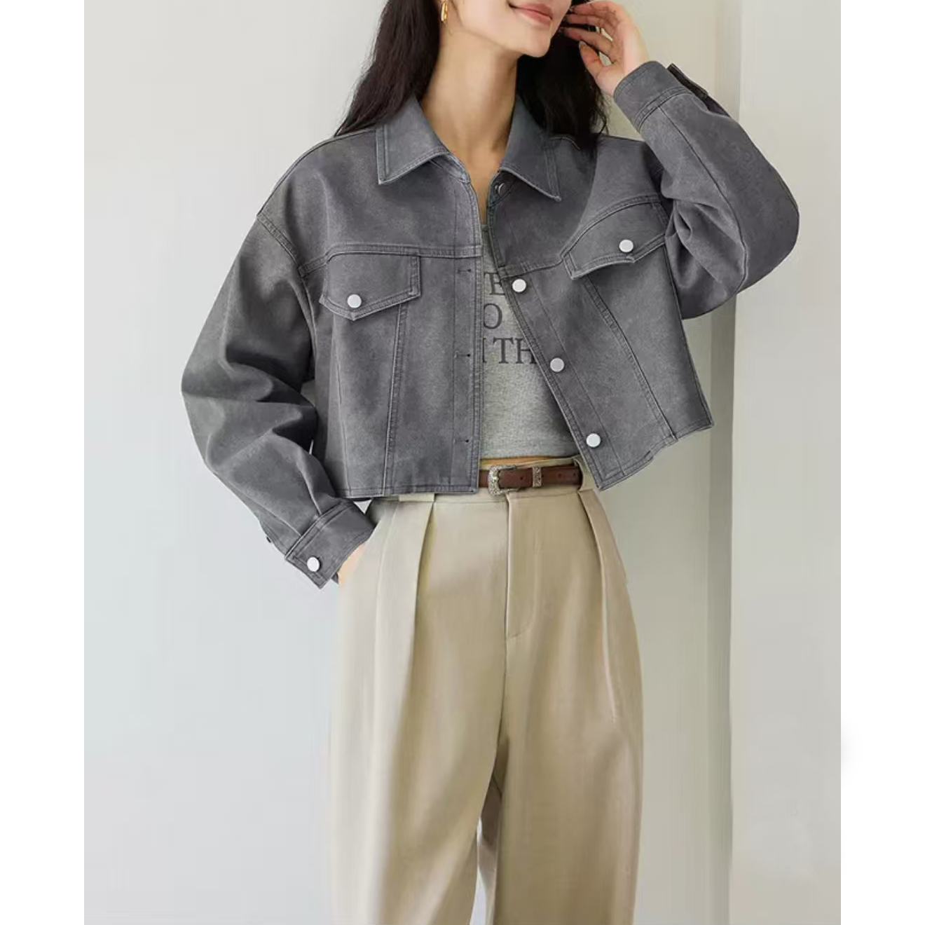 复古皮衣夹克外套女春秋2025新款韩版翻领工装机车风休闲短款上衣