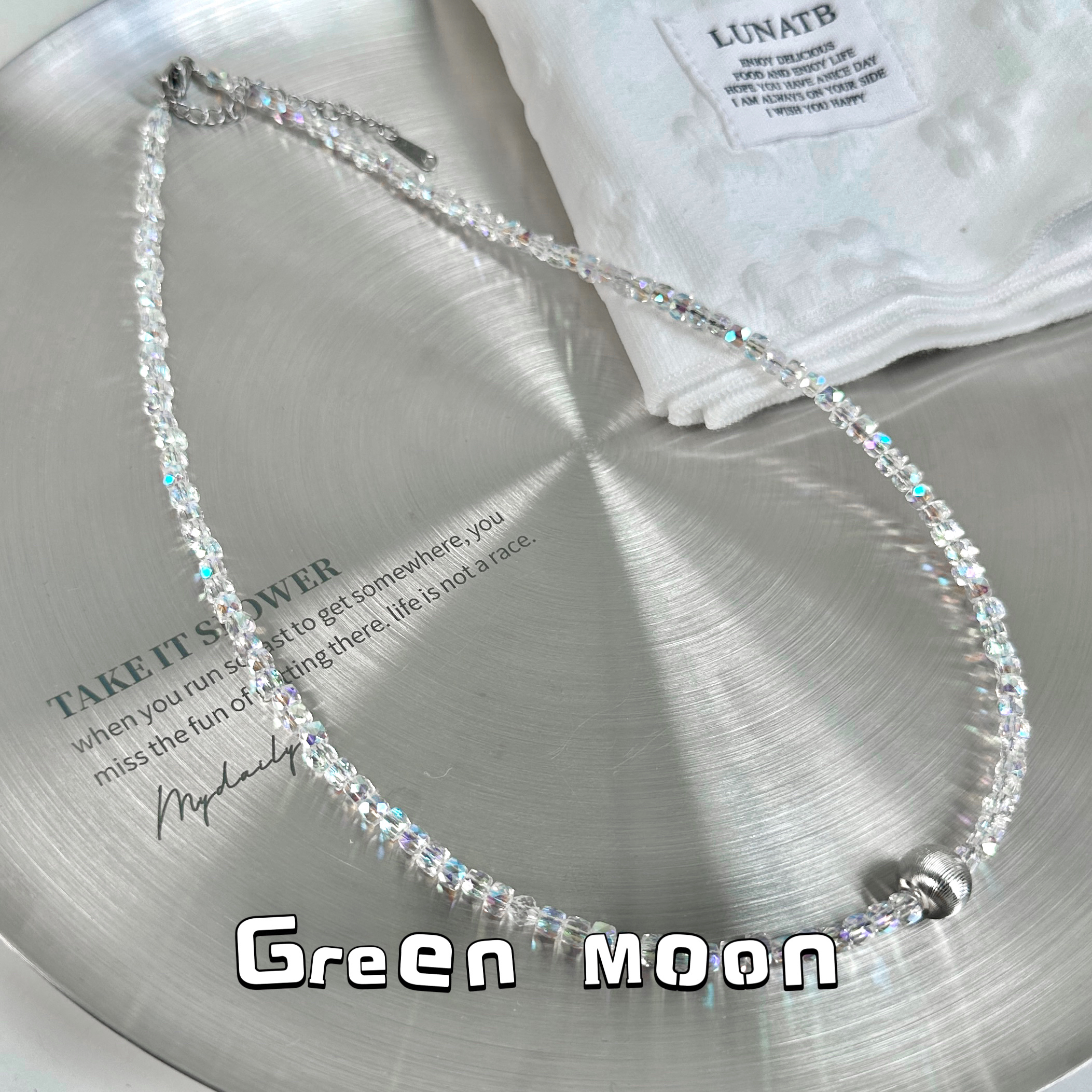 非金属仿水晶项链 【纯色水滴】韩版辣妹白色精致优雅项链C427