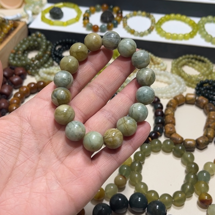 蛇纹石玉未镶嵌手链卡14