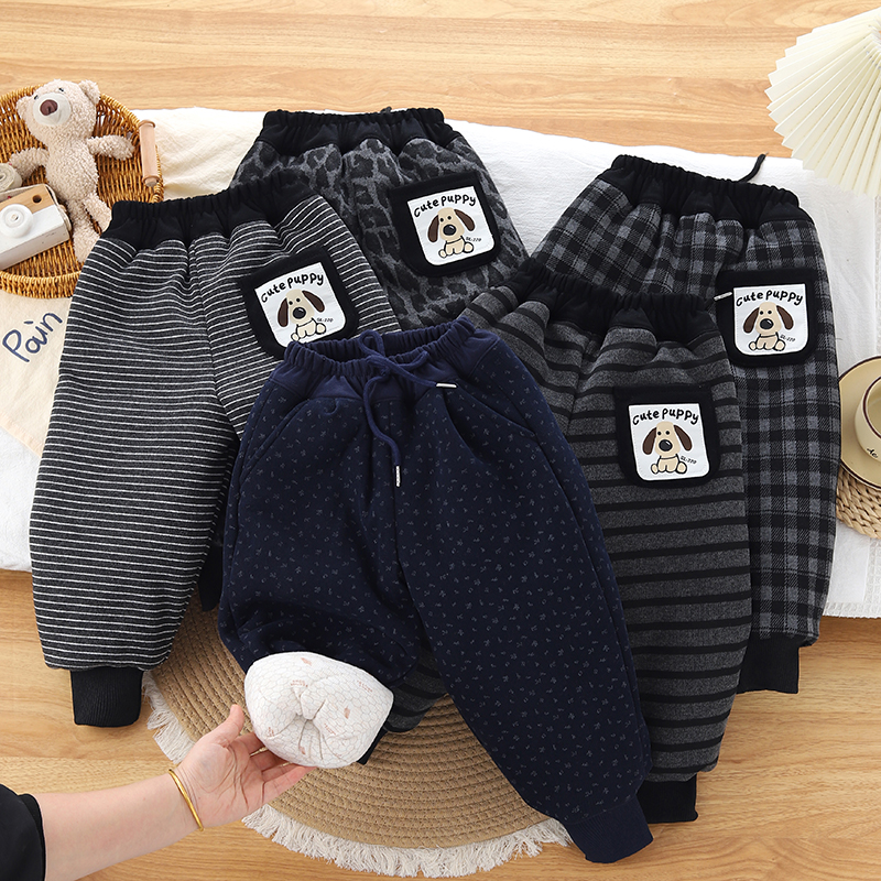 一条过冬四层夹棉特厚大棉裤中小童韩版温变石墨烯保暖束脚棉裤子